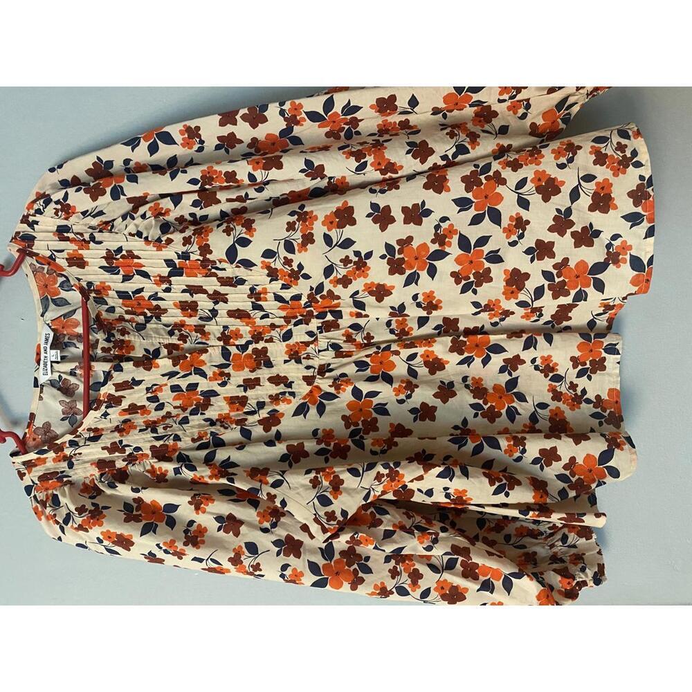 Elizabeth and James Floral Print Bohemian Blouse 100% Cotton Large - Picture 13 of 15